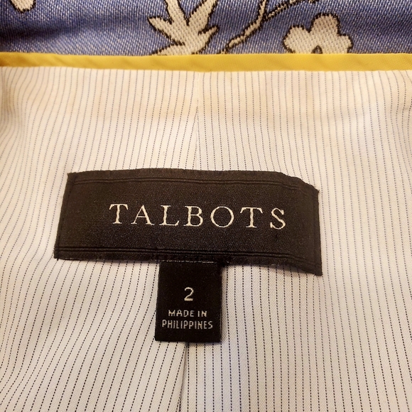 Talbots Blue Floral Blazer Size 2 - Picture 2 of 5